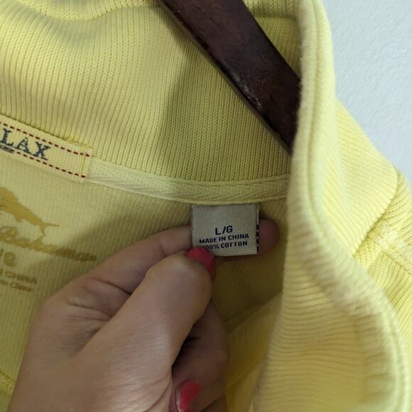 Men's Tommy Bahaham Yellow Half-Zip Sweater XL Pullover Preppy - Picture 4 of 4